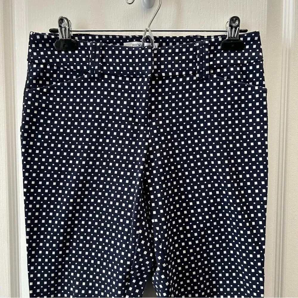 Ricki’s Blue White Cigarette Trousers Slim Ankle Cropped Pants Size 2 - Picture 5 of 16